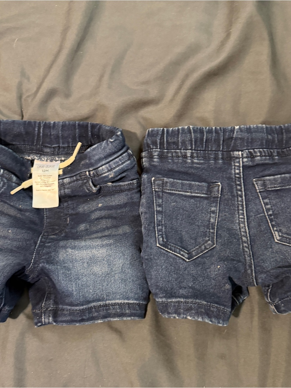 Children's Dark Blue Denim Shorts with Adjustable Waist